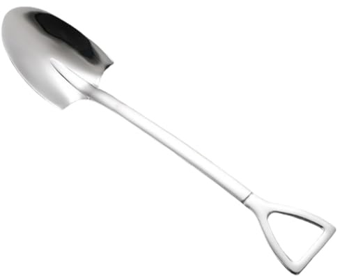 Whakano 2 Stück Edelstahl Schaufel,kreativer Dessertlöffel Wassermelonenlöffel Teelöffel Eislöffel Kaffeelöffel Rührlöffel Wiederverwendbares,Spülmaschinenfest,Löffel für EIS,Dessert,Zucker,Silber