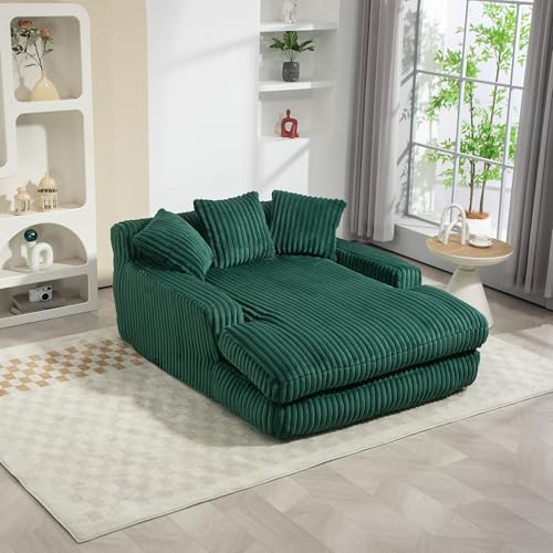 Luscriate Cord Schlafsofa Cloud Couch mit 3 Kissen, bequemes Bodensofa Einzelsitz aus weichem Cordstoff, moderner Lounge Sessel für Wohnzimmer, Wohnung & Büro (Emerald, H-35cm)