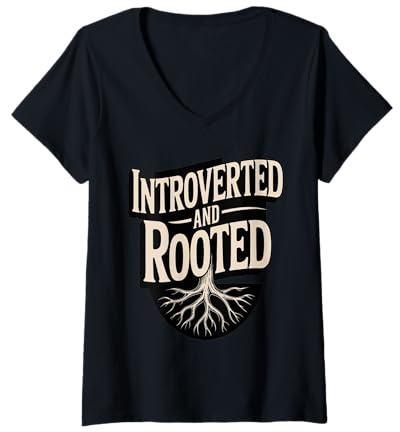 Femme Racines d'arbre Naturelles introverties et enracinées T-Shirt avec Col en V