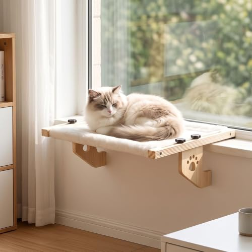 Heizungsliege Hängende Katzenhängematte, Fensterliege Katzenbett Hängematte | 2-in-1 Katzenhängematte 50-56x38cm 15kg Belastbar Weiche abnehmbare waschbare Auflage, Bohrfreie Montage, Sonniger Wärmeplatz