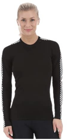 Helly Hansen Womens Lifa Crew HH Base Layer Top, XL, Black