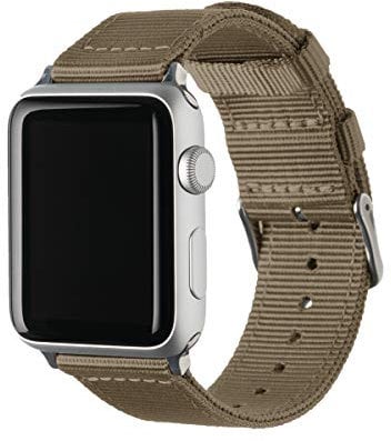 Archer Watch Straps - Cinturini in Nylon Premium per Apple Watch (Kaki/Acciaio Inossidabile, 40/41/42mm)