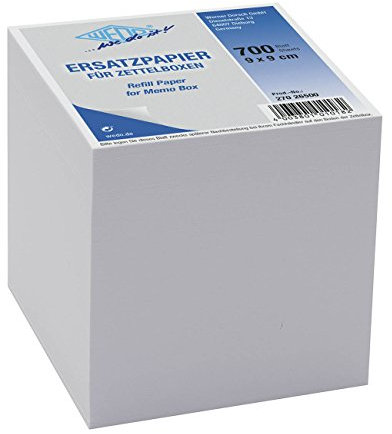 Wedo 27026500 Ersatzpapier (für Zettelbox, holzfrei, 9 x 9 cm, 700 Blatt) weiß (3, weiß)