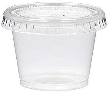 We Can Source It Ltd - 1oz. Disposable Sauce and Chutney Containers with Leak Proof Lids - Vodka Rum Jelly Shot & Dessert Cups with Lids - For Party, Dinners - Recyclable - 300 Pack
