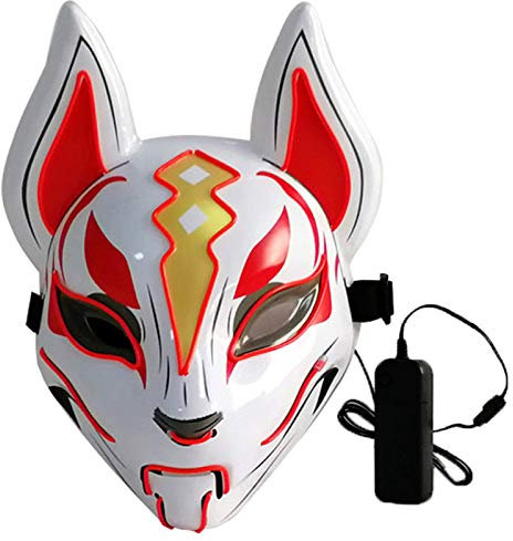 Lixada 10 colori volpe maschera integrale luci al neon Halloween Party LED paralume scuro incandescente cosplay maschera festa costume maschera