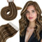 Hetto Tape Extensions Echthaar Braun Tape in Extensions Echthaar 45 cm Highlights Dunkel Braun to Licht Blond Seidig Gerade Invisible Tape Klebe Remy Haarverlangerung 20pcs 50g #p4/27