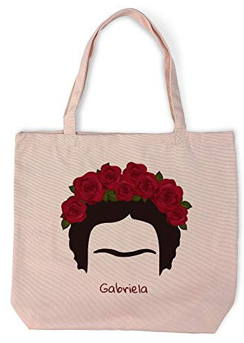 LolaPix Bolsa Frida Khalo Personalizada con Nombre/Texto. Regalos Personalizados. Tejido Tipo Canvas. Varios Diseños a Elegir. 40X40cm. Bolsa Cindy. Frida Khalo