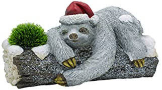 DARO DEKO Tier Figur in Stein-Optik Weihnachts-Faultier liegend bepflanzbar 51 x 23cm Dekofigur Weihnachtsdeko