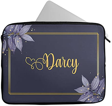 Novelty Things Personalised Any Name Floral Design Laptop Case Sleeve Tablet Bag Chromebook Gift 333 (14-15 inch)