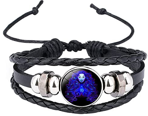 Caimeytie Kinder Armschmuck Leder Wickelarmbänder Verstellbar Horoskop Sternzeichen Glücksarmband Jungfrau
