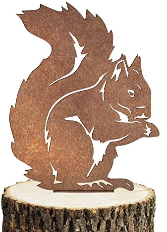 Reagia Rostige Eichhörnchen Gartendeko für Draußen Oder Drinnen, Eichhörnchen deko Metall, Gartendeko aus Metall, Zaunspitze, Geschenkidee für Garten- oder Naturliebhaber