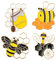 PandaHall Emaille-Anstecknadel-Set mit Bienen- und Honigmotiven, 4 Stile, niedliche Insekten-Brosche, Anstecknadel, Abzeichen für Kleidung, Taschen, Jacken, Zubehör