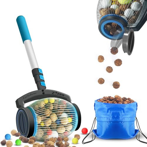 Zozen Recolector de nueces, Rodillo Superior de recolector de nueces, recogedor de nueces Superior – Descarga de Apertura Lateral | Aplicar a Nogales, nueces, Nogal, castañas, Buckeyes, Bolas Nerf,