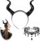 Halloween Königin Hörner - Hörner und Verstellbares Spitze Halskette - Hörner Kopfschmuck- Gothic, Maleficent Teufelshörner - Kann mit Halloween Kostüm Damen Verwendet Werden Hexenkostüm Damen