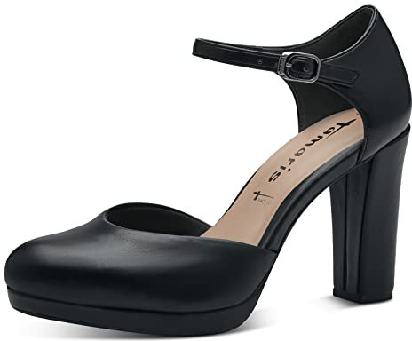 Tamaris Damen Riemchen Pumps, Frauen Absatzschuhe,TOUCHit-Fußbett,stöckelschuhe,knöchelriemchen,Fesselriemchen,high Heels,Black MATT,39 EU
