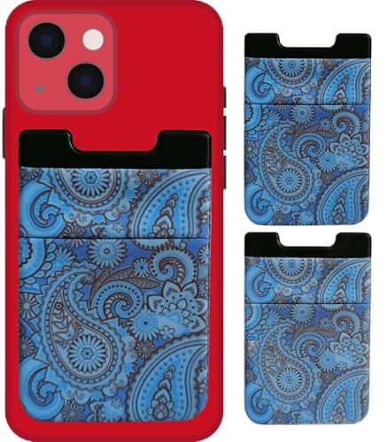 Lot de 2 porte-cartes adhésifs mobiles dans étui pour iPhone ou Samsung pour transport de portefeuille, portefeuille pour homme et femme, porte-monnaie Bimba pour cadeaux, offres flash du jour, bleu,