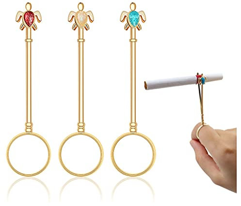 3 Pcs Cigarette Holder Ring with Turtle Shape, Elegant Brass Smoking Ring, Smoke Finger Holder Protects Fingers from Burns and Stains, Cigarette Clip for Smoker Ladies Gentlemen