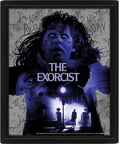 Pyramid International The Exorcist 3D-Linsenbogen, gerahmt, 3D-Kunstdruck, 20 x 25,5 cm, schwarzer Bilderrahmen Horrorfilm, 3D-Poster/3D-Wanddekoration