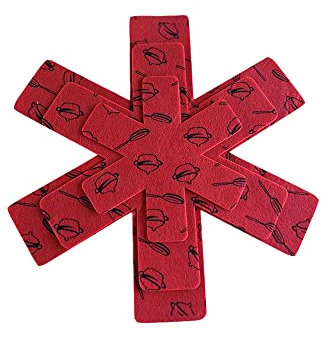 Lot de 12 séparateurs pour casseroles et poêles, 3 tailles différentes, rouge