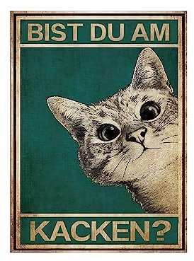 LongZYU Bist du am Kacken Katze Bild Poster Wandbild Klo Bathroom Toilet WC Decoration Vintage Cats Guest Badezimmer WC Toilette Deko Gästebad Lustiger Spruch Gäste-WC Bild 32x23cm
