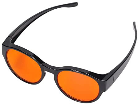 400-500nm Blue Light Gaming Glasses, Over 99.9% Blue Light Blocking Glasses, Orange Lens, UV Protection, Over Eyeglasses or on Their Own (Round Glasses Lenses)