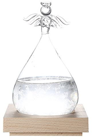 Cyrank Wetterglas, Wettervorhersage-Kristallflasche, Innovative Engel-Dekoration, Wettervorhersage-Glasflasche, Heimdekoration, Valentinstagsgeschenk(Weiss)
