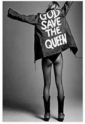 Kate Moss God Save The Queen Poster Leinwand Poster Schlafzimmer Dekor Sport Landschaft Büro Zimmer Dekor Geschenk ungerahmt 40 x 60 cm