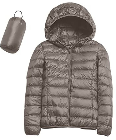 Steppjacke Damen leichte Übergangsjacke mit Kapuze, Damen Übergangsjacke Steppjacke mit Kapuze Daunenjacke Reißverschluss Sportjacke Zip Wärme Freizeit Outdoor Basic Casual Style Outdoorjacke