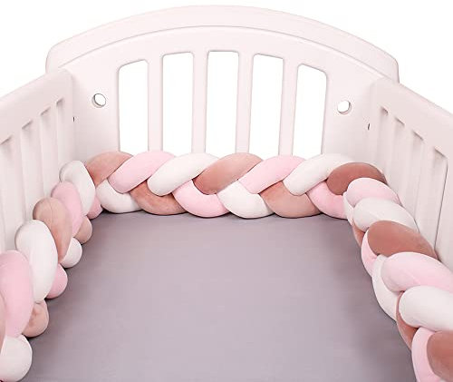 IIQI® 3 Brins Coussin Tresse,Tours de Lit bébé Protection Contre Les Lits Bébé, Oreiller Dormeur Latéral Tressé (A12,100cm)
