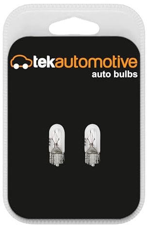 Tek Automotive 504 W3W Car Bulb Side, Tail, Indicator Repeater, Interior, Number Plate, Dashboard Light, 504 Bulb 12V 3W W2.1x9.5D Capless - Twin Pack Car Bulbs