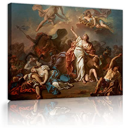 LEFEDA Wandgemälde Apollo und Diana greifen die Kinder von Niobe an Von Jacques-Louis David Leinwandbilder für Wohnzimmer Wohnkultur 65x78cm Innenrahmen