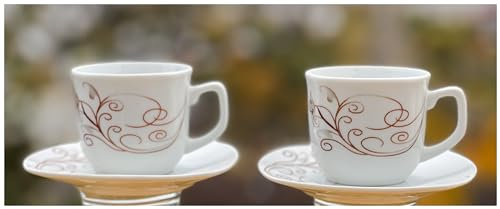 Topkapi Home - 12-tlg Espresso-Set Princess │ 6 Tassen + 6 Untersetzer │ Dekor TK-892 │ V ~105 ml │ H ~6,1 cm │ Echtes Porzellan │ Eckig │ Für 6 Personen