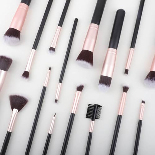 16 PCS Set Pinceaux Maquillage Rose Doré Synthétiques Haut De Gamme pour fond De Teint Mélange Poudre pour Le Visage Blush Concealers Ombres à Paupières
