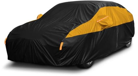 Car Cover Waterproof All Weather for Automobiles,10 Layers Outdoor Full Exterior Cover Rain Sun UV Snowproof Protection with 2 door Zipper Cotton Mirror Pocket,Fit Sedan Length (185-193/470-490 cm)