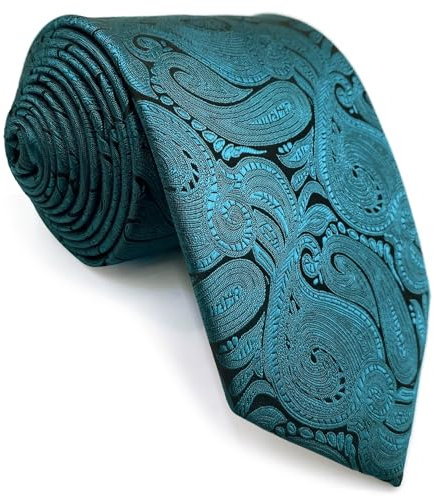 S&W SHLAX&WING Herrenkrawatte blaugrün Paisley Krawatte für Anzüge XL klassisch gewebt extra lang 160cm