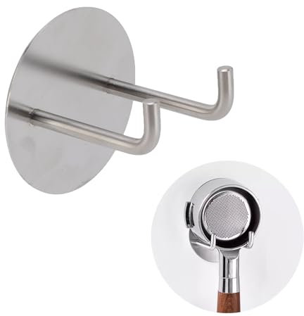 Coffee Filter Wall Rack Holder Stainless Steel Coffee Portafilter Holder Self Adhesive Coffee Rack Multipurpose Scratchproof Portafilter Wall Holder for Kitchen Bathroom Bedroom