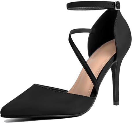 SICARE Women's High Heels Pumps Closed Pointed Toe Cross Strap D'Orsay Pumps Stiletto Heels Wedding Party Dress Shoes for Bridal Black 38
