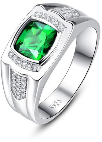 Yaresul 8 * 8mm Erstellt Männer Smaragd Ring 925 Sterling Silber Herrenring Pave CZ W/AAA Prinzessinnenschliff Herren Ehering Herren Edelstein Ring Größe 62(19.7)