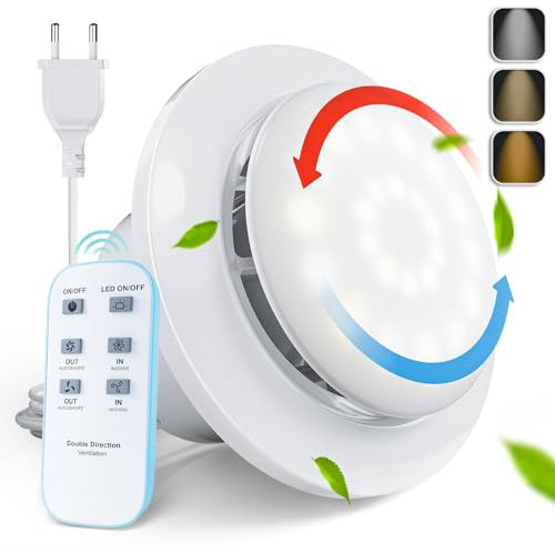 MOCINE Ventilateur d'extraction de salle de bain 150 mm, ventilateur d'extraction intelligent télécommandé avec lumières, trois lumières, ventilation bidirectionnelle, volume d'air à deux vitesses-A2