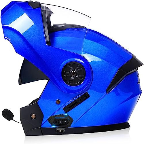 ZHTBATE Klapphelm Mit Bluetooth, Bluetooth Integralhelm Motorradhelm Mit Doppelvisier, Für Erwachsene Frauen Männer Hohe Qualität Helm, Roller-Mofa -Moped-Helm ECE Zertifiziert