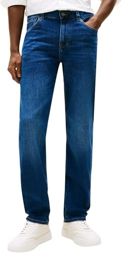 Tommy Hilfiger Straight Denton Jeans Washes Vaqueros, Denim (Dark Blue), 36W / 34L para Hombre