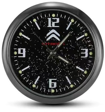 BFRDGE Auto Armaturenbrett Uhr, für Citroen Berlingo 2000-2024 Tragbare Analoguhr Auto Lüftung Stick On Uhr Auto Dekoration