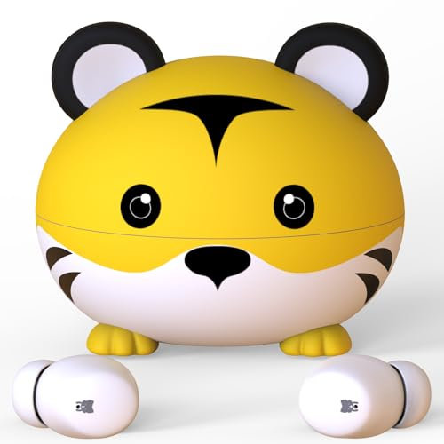 COOTIMOCK Kinder Kopfhörer, Bluetooth Kopfhörer Kinder mit Niedlichem Design, Kabellos, Stereo Klang, Bluetooth 5.3, IPX6, 30 Std, In Ear Kopfhörer Kinder mit Mikrofone für iOS Android, Tiger