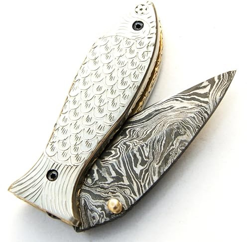 PAL 2000 KNIVES FK-9516 Couteau de poche pliant en acier damas fait à la main sur mesure avec gaine