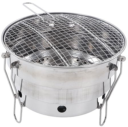 HERCHR Koreanischer Holzkohlegrill, Tragbarer Grill aus Edelstahl, Antihaftbeschichtet, Holzkohleofen, Camping-Grill, Herd Für Zuhause, Party, Outdoor