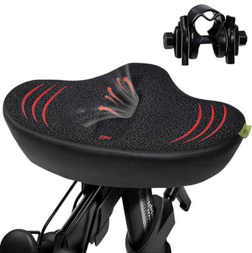 Upgrade Oversize Fahrradsitz für Herren Damen, Extra Breit Noseless Fahrradsitzkissen, Wasserdicht Komfort Memory Foam Fahrradsattel Fit für Peloton Bikes, Heimtrainer, EBikes, Citybike