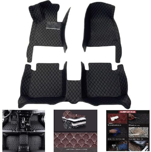 Nach Maß Auto Leder FußMatten Rund um Das für VW Multivan 2003-2014 T5 Auto Teppiche Vollständige Abdeckung Innen Zubehör,All-Black