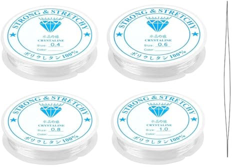 4 Pezzi Elastico per Braccialetti, Filo Elastico per Braccialetti 0.4mm,0.6mm, 0.8mm,1.0mm, Filo per Braccialetti, per Bracciali, Collane, Creazione di Gioielli Fai-Da-Te