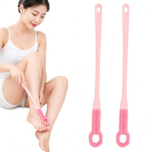 FOMIYES 2pcs Toe Gap Cleaning Brush for Foot Scrubbing Long Handle Toe Brush Soft Bristles for Deep Cleaning Foot Care