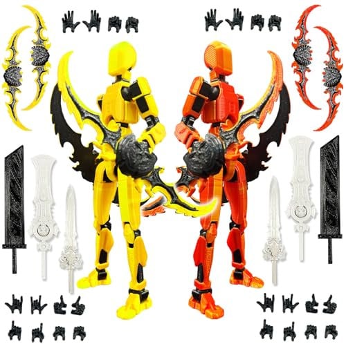 T13 figurine articulée set (assemblage terminé), 3D Imprimé multi-articulées, figurines d'action Titan 13, Dummy 13 Lucky Robot Nova, décorants de bureau pour les amateurs de jeu Toys (Or Rouge)
